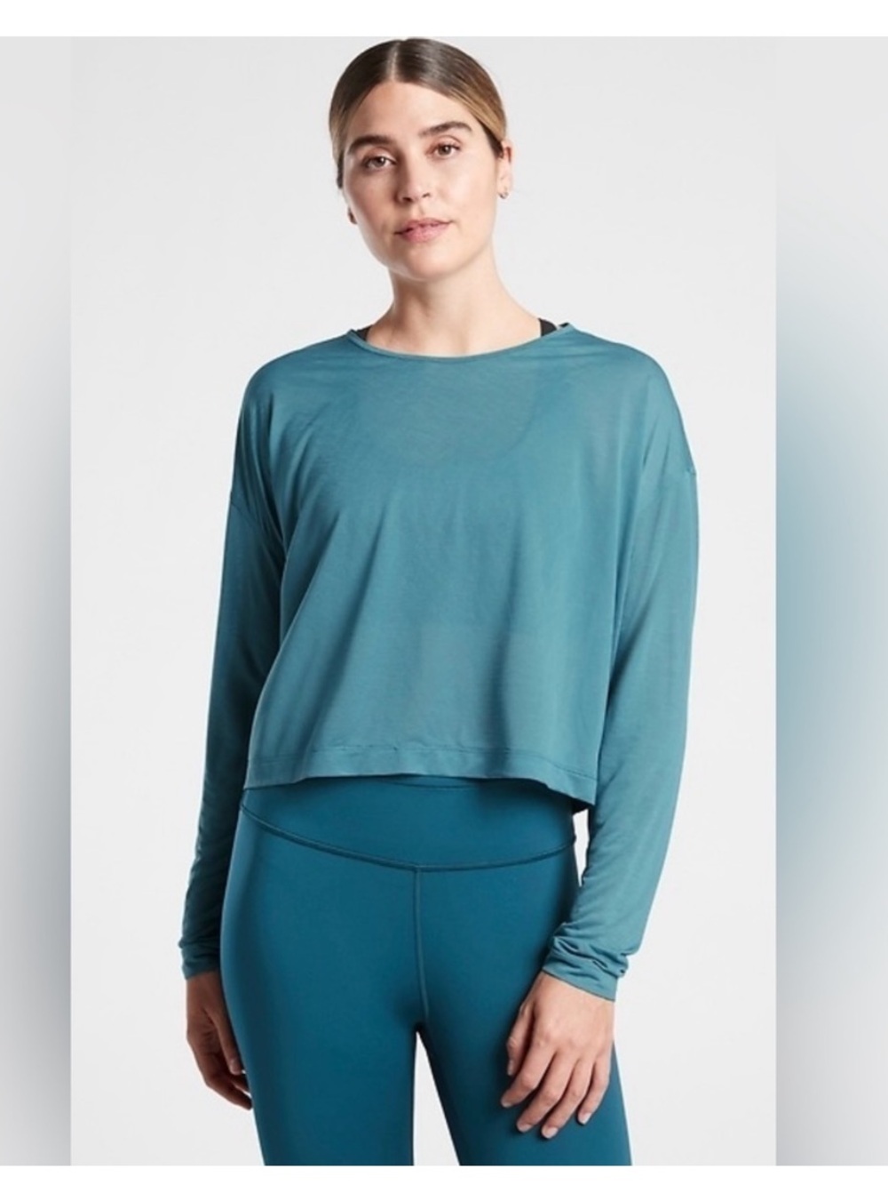 Athleta Women’s Vapor Long Sleeve Top Size Large Green Running Workout Layering